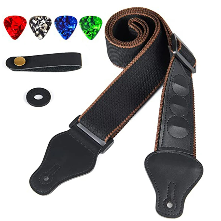7Pcs/Set Guitar Strap Black PU - đánh giá và giá Musical Instrument Kit